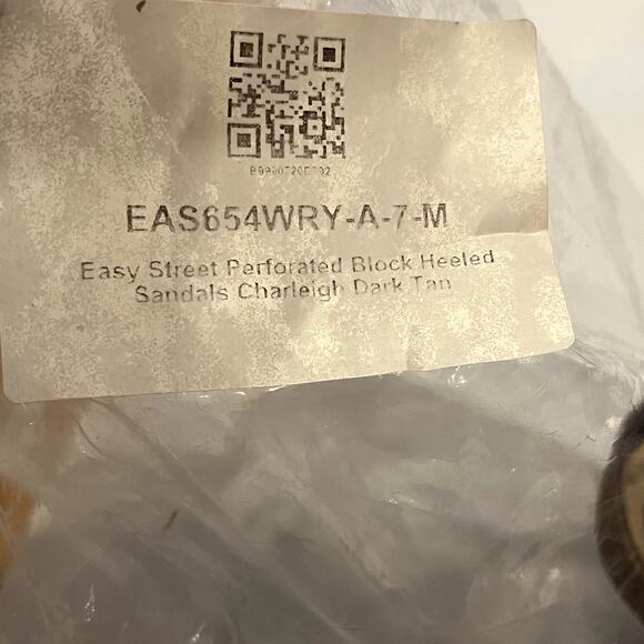 Easy Street Perforated Block Heeled Sandals Charleigh Dark Tan 7M - Picture 5 of 9